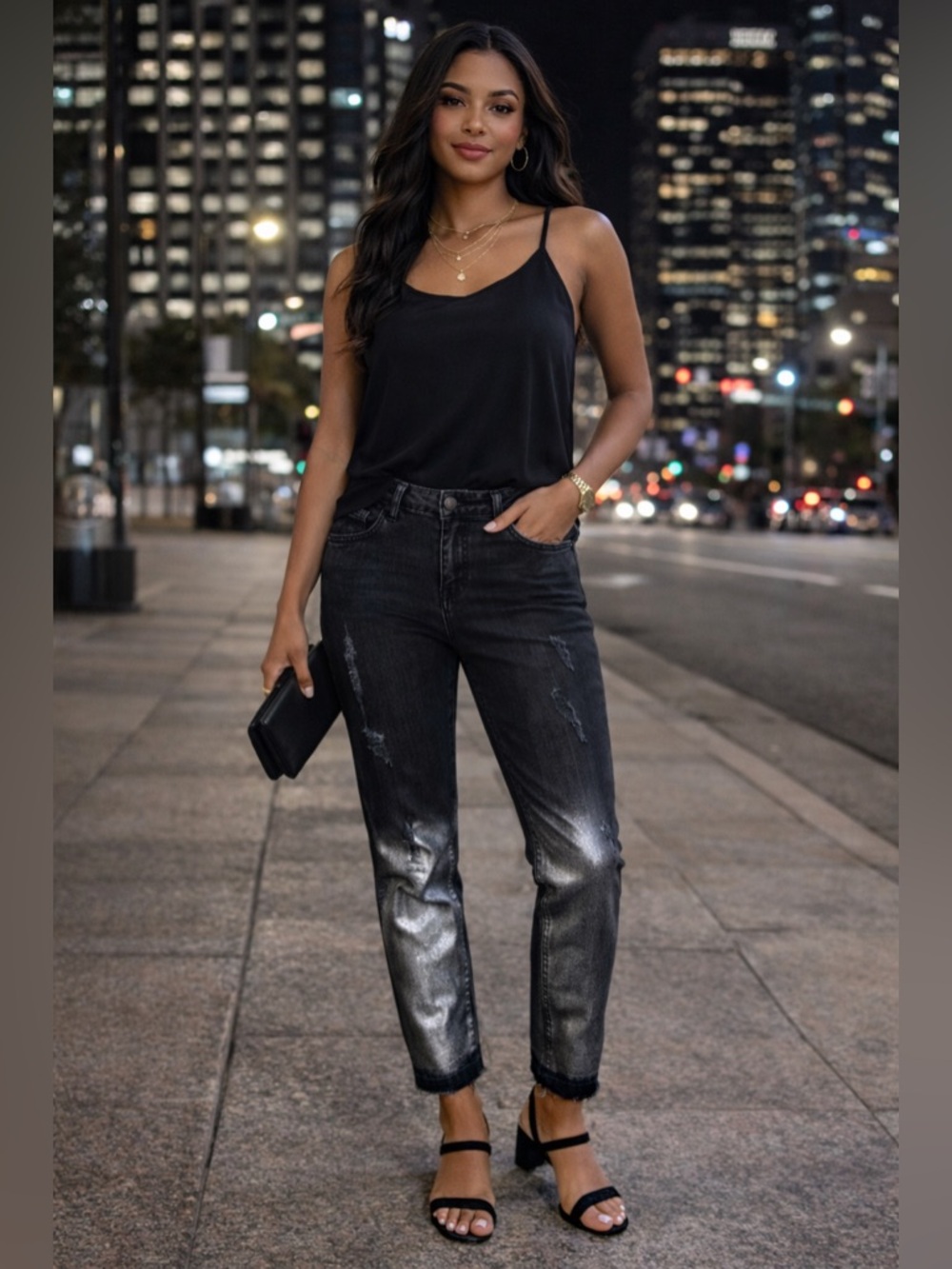 Level 99 Anthropologie Silver Dip Jeans | Edgy Metallic Statement Denim